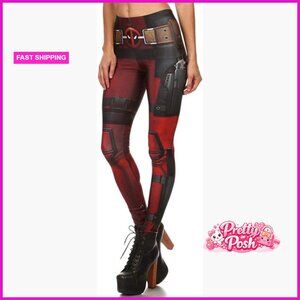 Steampunk Leggings with Comic Warrior Print, Stretchy Polyester Spandex